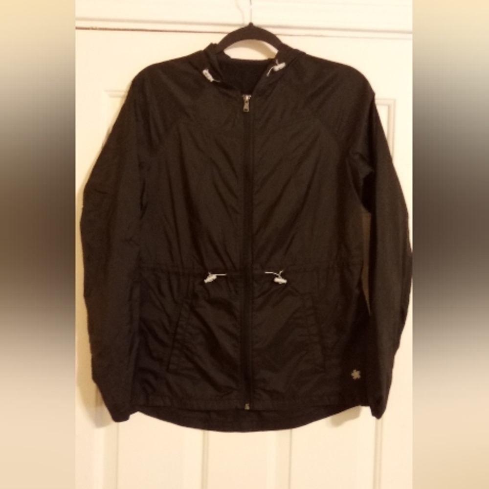 Black Tie Women's Black Windbreaker Jacket Size Small